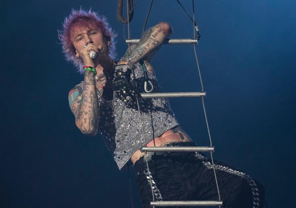 Machine Gun Kelly performs on Thursday, August 11, 2022 at Ruoff Music Center in Noblesville.