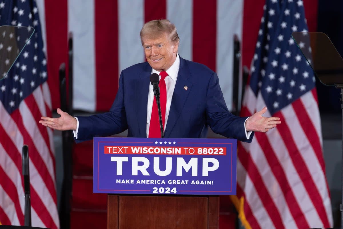 Donald Trump holds a campaign rally in Waukesha, Wisconsin (Getty Images)