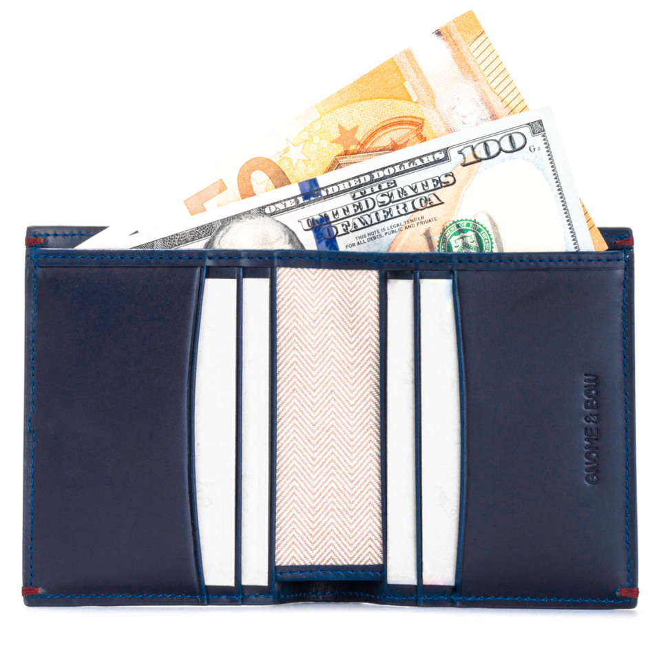  GNOME & BOW Gulliver Cash Coin Slot Small Bifold Wallet Men (100% Genuine USA Wax Leather / RFID Blocking)-RB. PHOTO: Robinsons