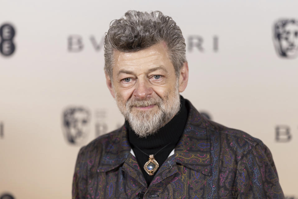 FILE - Andy Serkis appears at the BAFTA Nominees Party in London, Saturday, Feb. 17, 2024. (Photo by Vianney Le Caer/Invision/AP, File)