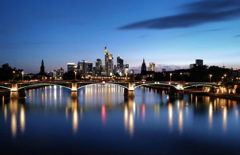 FILE PHOTO: A view shows the skyline of Frankfurt