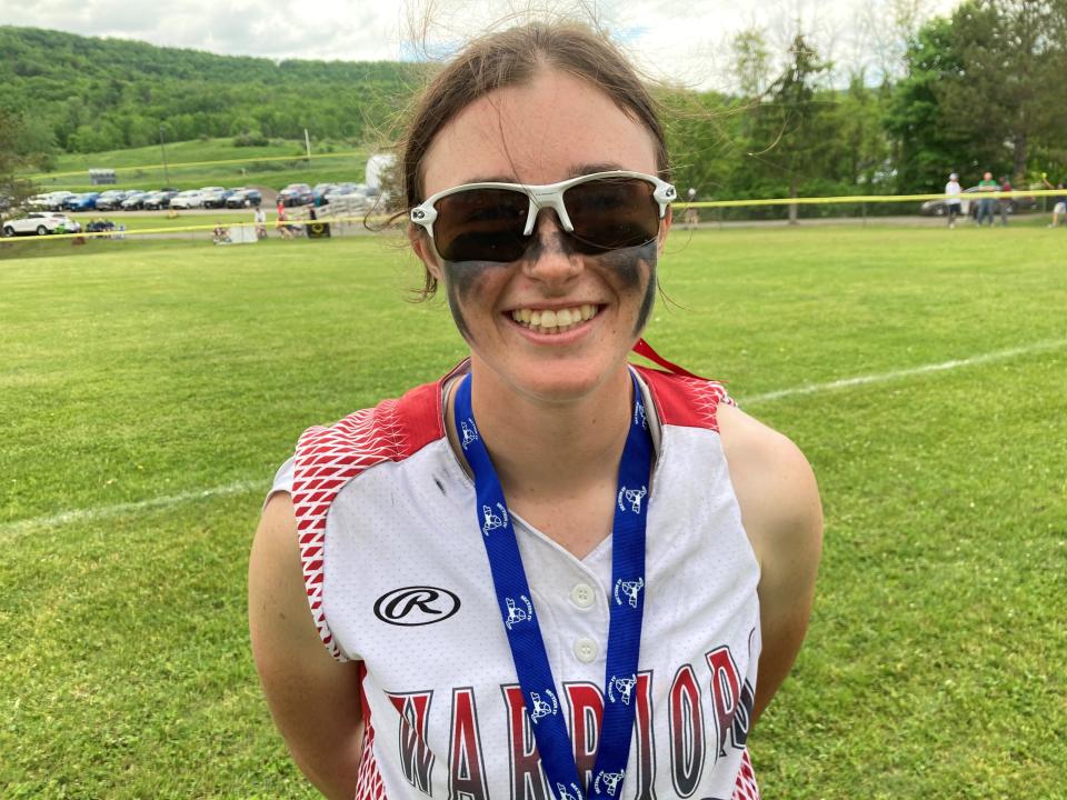 Kate Hope, whose eighth-inning, RBI single sent Chenango Valley to Class B state softball playoffs.