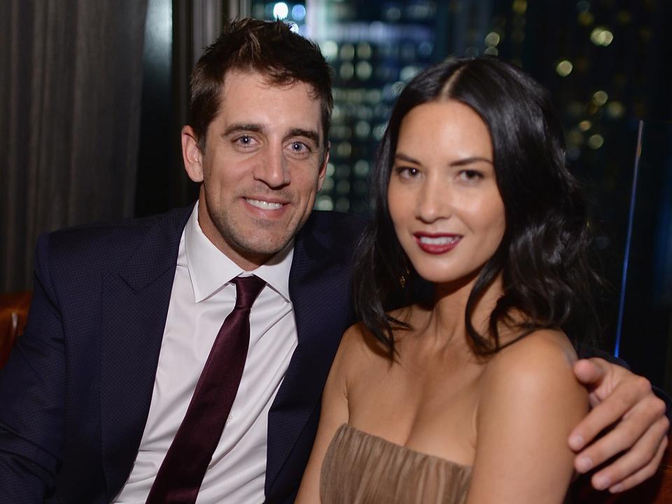 Aaron Rodgers and Olivia Munn attend the "Deliver Us From Evil" screening after party hosted by Screen Gems & Jerry Bruckheimer Films with The Cinema Society at The Skylark on June 24, 2014 in New York City