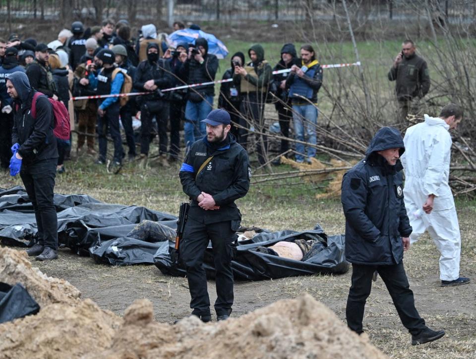 Hundreds of people have been found shot and killed in small towns such as Bucha (AFP via Getty Images)