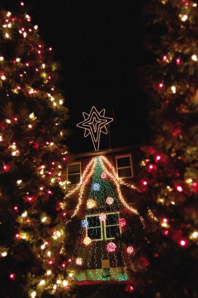 Stan and Melissa Norton’s lights at their Canterbury Drive home in Wells will shine every night through Christmas.