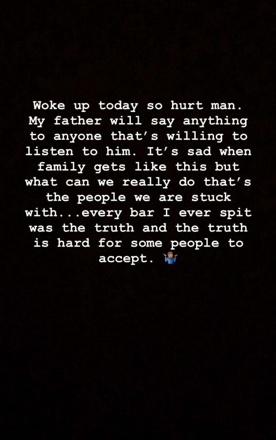 Drake responds to his dad. (Photo: Instagram via Drake)