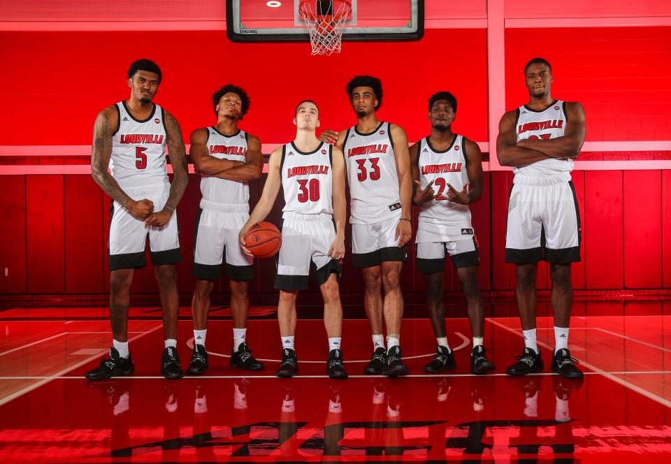 Louisville's returning six: Malik Williams, Dwayne Sutton, Ryan McMahon Jordan Nwora, Darius Perry and Steven Enoch. The team had a 20-14 record last season, finishing stronger than many had predicted for Coach Chris Mack's first year as head coach.