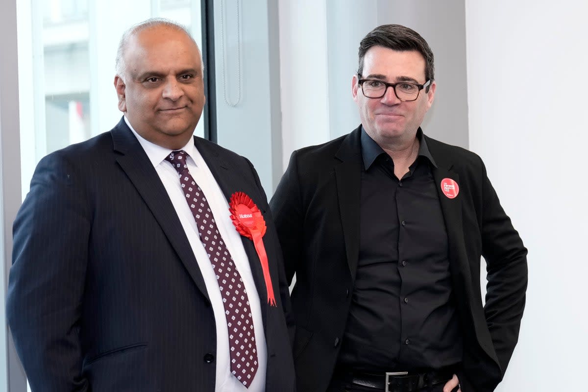 Labour candidate Azhar Ali with mayor of Manchester Andy Burnham (Getty Images)