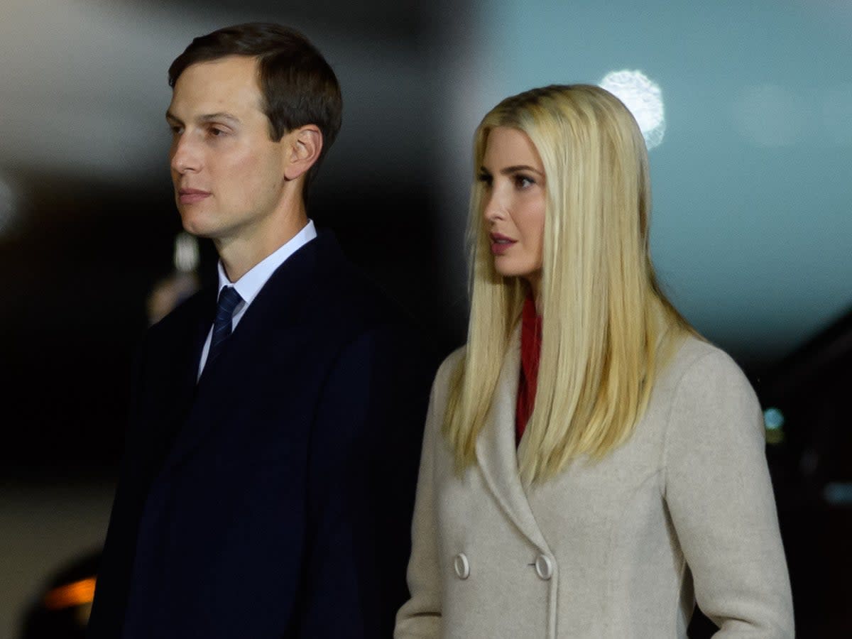 Jared Kushner and Ivanka Trump at a campaign rally for Donald Trump on 22 September 2020 in Moon Township, Pennsylvania (Jeff Swensen/Getty Images)