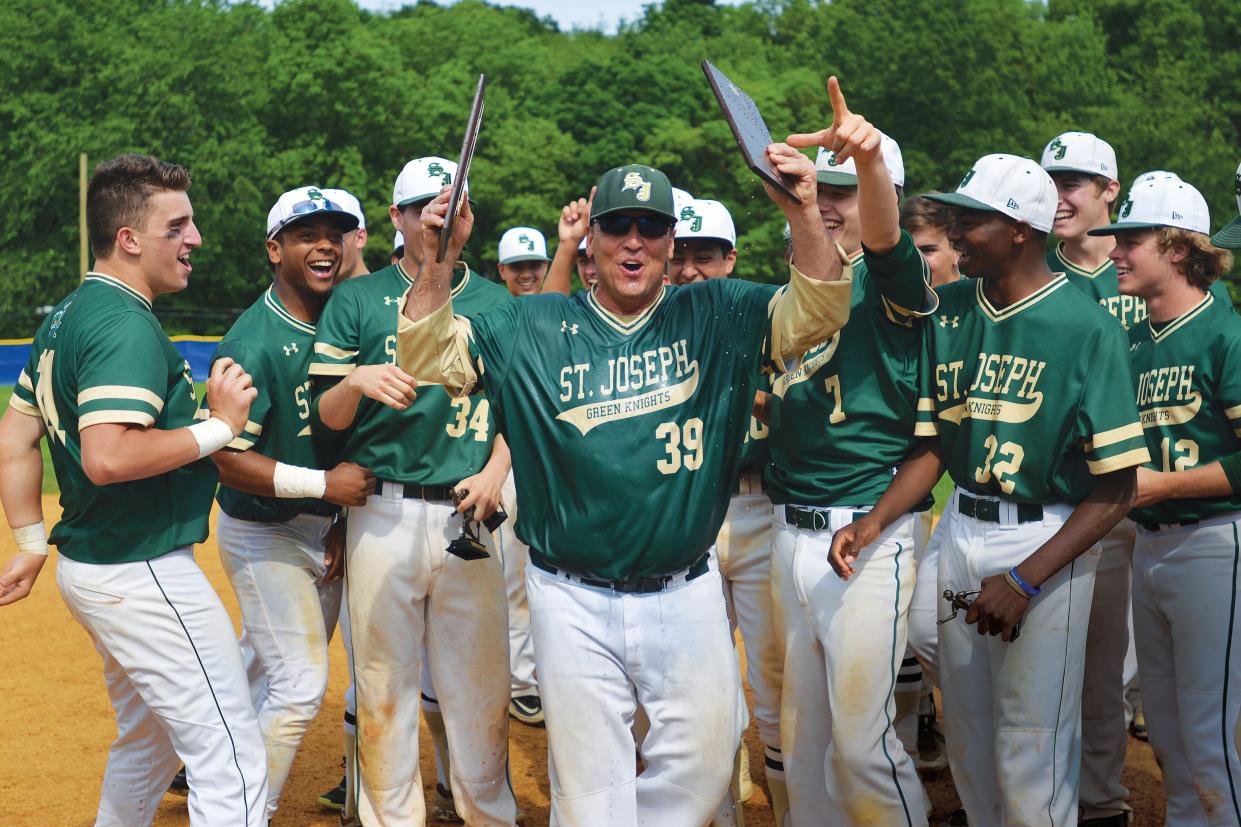 St. Joseph's Mark Cieslak says allowing baseball coaches to give pitches, location and advice to catchers via an electronic device, rather than hand signals, eliminates sign stealing.