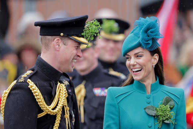 <p>Getty Images</p> Prince William and Kate Middleton at the St. Patrick's Day Parade at Mons Barracks in March 2023.