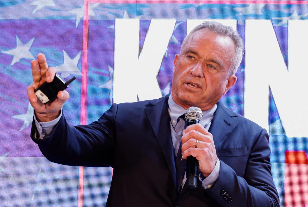 Robert F. Kennedy Jr. speaks at a press conference in Brooklyn, New York, on May 1, 2024. (Photo by Kena Betancur / AFP) (Photo by KENA BETANCUR/AFP via Getty Images) ORIG FILE ID: 2150468216