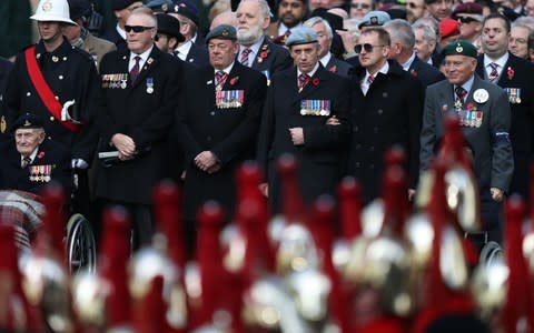 Veterans attending the service of remembrance at the Cenotaph - Credit: PA