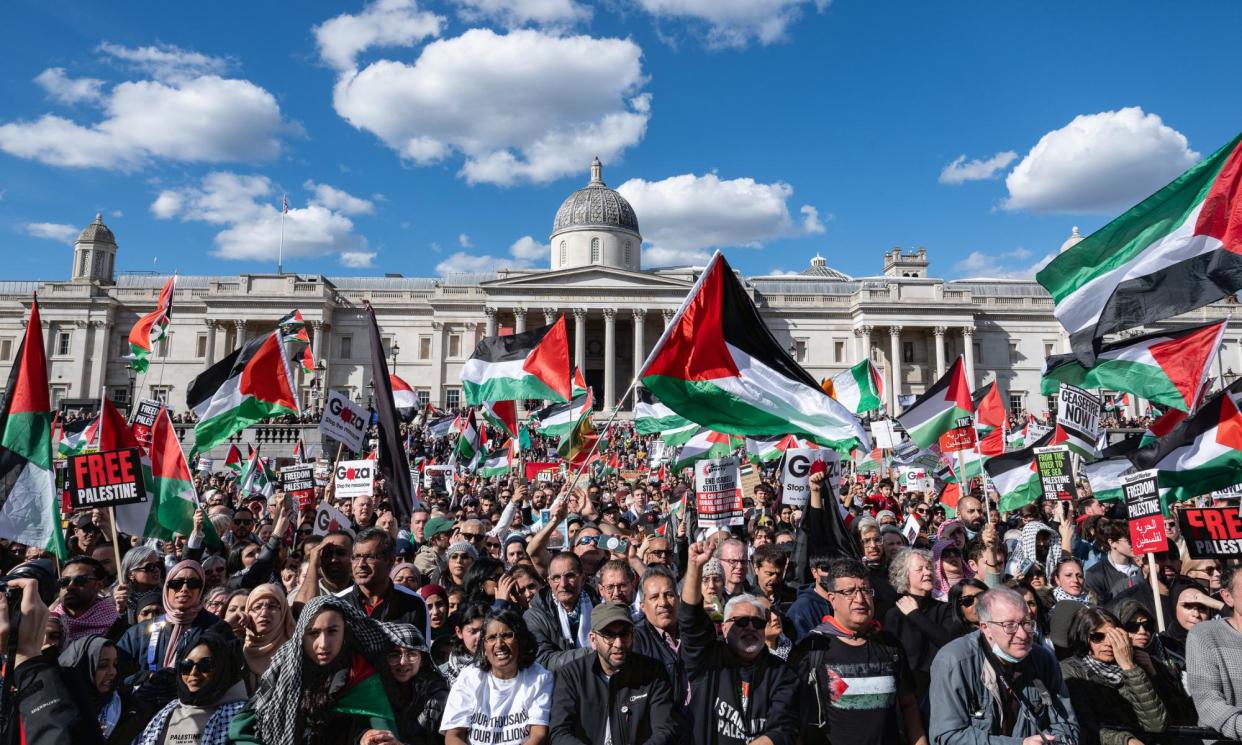 <span>The protest was held on the anniversary of Palestinian Land Day, which commemorates the events that took place on 30 March 1976.</span><span>Photograph: Guy Smallman/Getty Images</span>