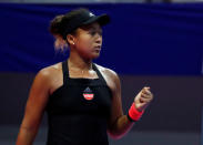 Tennis - Pan Pacific Open Women's Singles Semifinal match - Arena Tachikawa Tachihi, Tokyo, Japan - September 22, 2018. Naomi Osaka of Japan reacts during a match against Camila Giorgi of Italy. REUTERS/Toru Hanai