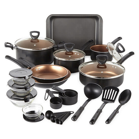 This set comes with pieces of cookware, food prep and food storage. With two fry plans, three sauce pans, glass storage bowls and a cookie sheet, you can start checking off boxes on your holiday cooking list.&nbsp;<strong><a href="https://fave.co/2KDYXnC" target="_blank" rel="noopener noreferrer">Originally $160, get this set as a Black Friday deal for $60 at JCPenney</a></strong>.&nbsp;