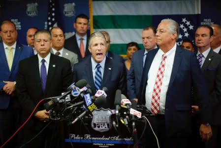 NYPD Police Benevolent Association President Pat Lynch speaks at a news conference in New York