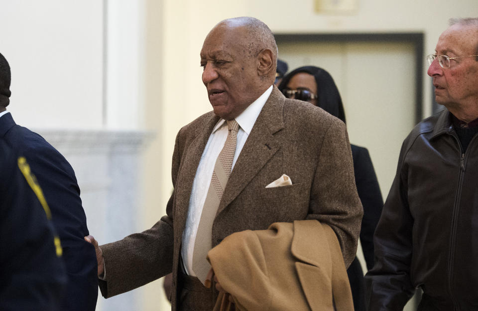 Bill Cosby arrives for a pretrial hearing in his sexual assault case at the Montgomery County Courthouse in Norristown, Pa., Wednesday, Dec. 14, 2016. He is charged with sexually assaulting one woman in 2004, but prosecutors are hoping to call 13 other accusers to testify at his spring trial. (Chloe Elmer /Bucks County Courier Times via AP, Pool)