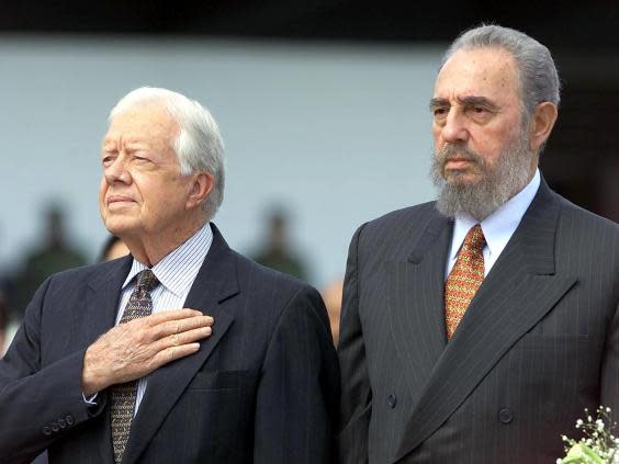 Former US president Jimmy Carter and Cuban president Fidel Castro in Havana in 2002 (AFP/Getty)