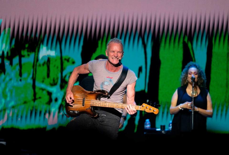 Sting performs at the Hard Rock Hotel and Casino in Wheatland on Wednesday night.