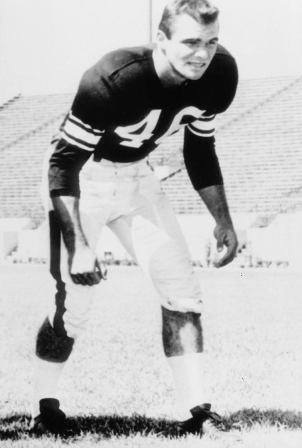 <p>Burt Reynolds sports #46 on the Florida State University Seminoles football team in Tallahassee, Florida, circa 1950.</p>