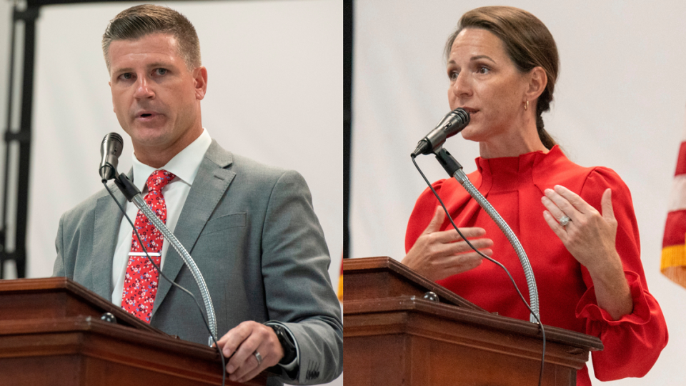 Kodie Koenenn, left, and Tiffany Cowman, right, Republican candidates for Hancock County chancery clerk