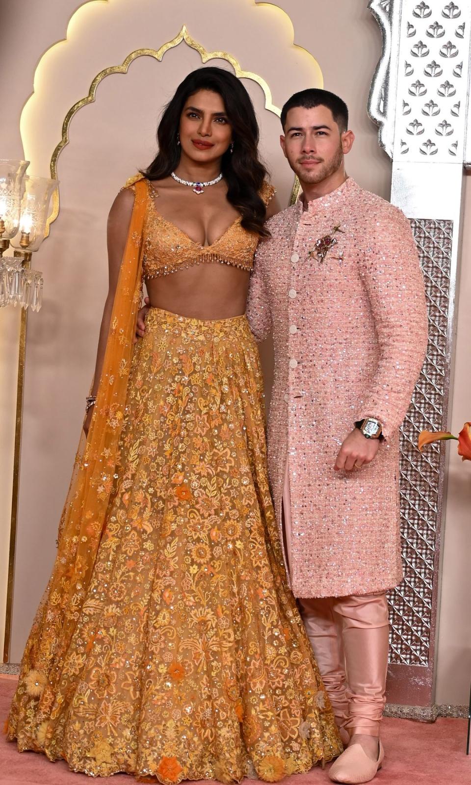 Priyanka Chopra y Nick Jonas en la boda de Anant Ambani y Radhika Merchant