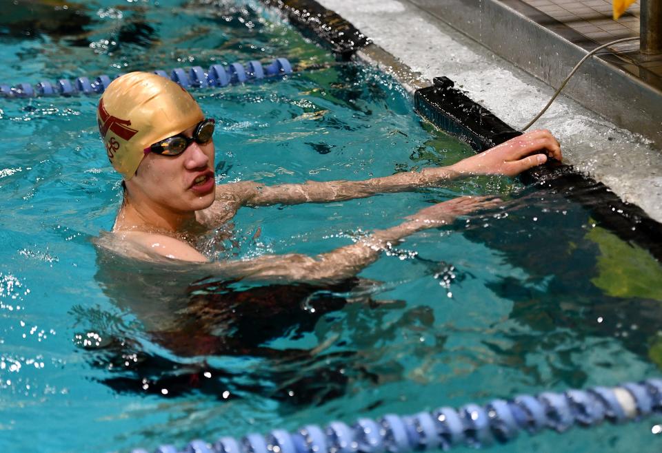 STURBRIDGE - Algonquin's Axel Soderquist took second  fourth in the boys 50yd freestyle during the Mid-Wach League boys and girls swimming championships at Tantasqua Regional High School.