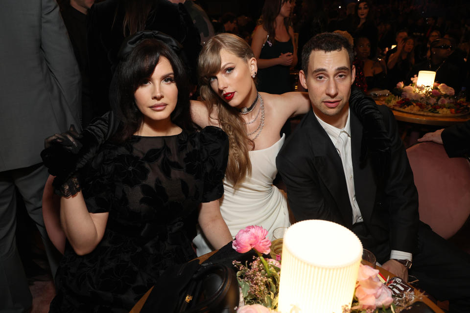 LOS ANGELES, CALIFORNIA - FEBRUARY 04: (L-R) Lana Del Ray, Taylor Swift and Jack Antonoff attend the 66th GRAMMY Awards at Crypto.com Arena on February 04, 2024 in Los Angeles, California. (Photo by Kevin Mazur/Getty Images for The Recording Academy)