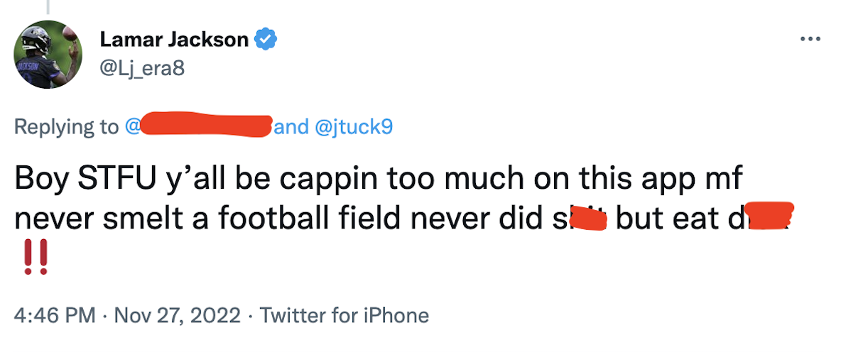 Lamar Jackson: Baltimore Ravens quarterback deletes profane tweet