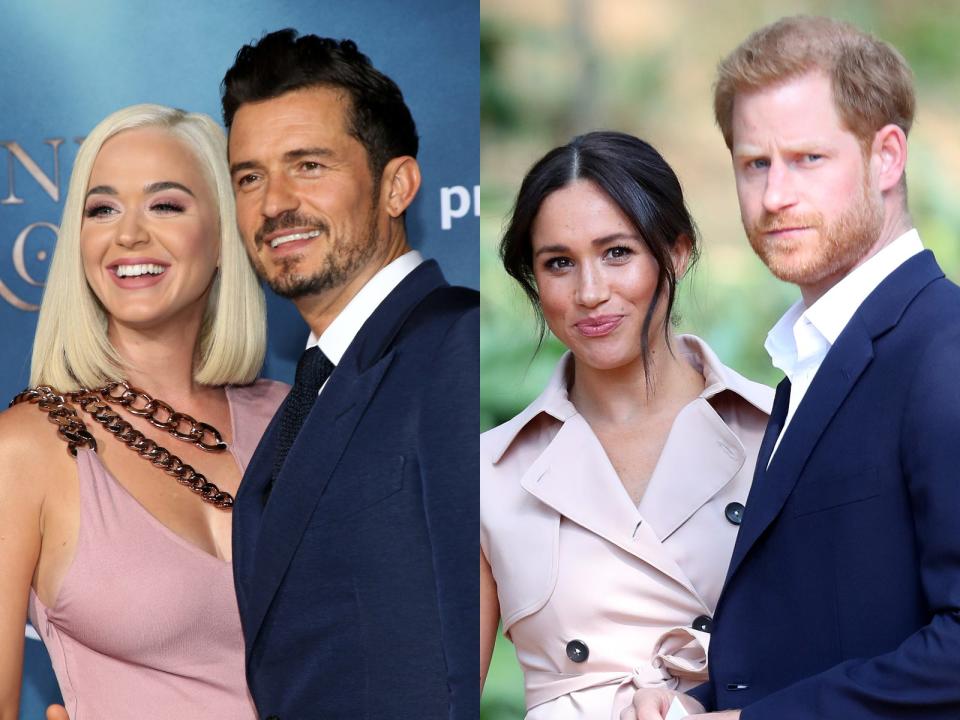 katy perry and orlando bloom side by side with meghan markle and prince harry