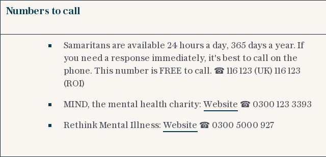 Mental health help numbers