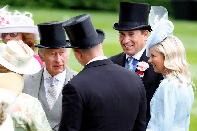 <p>Max Mumby/Indigo/Getty</p> King Charles, Mike Tindall, Peter Phillips and Lindsay Wallace at the Royal Ascot in June.