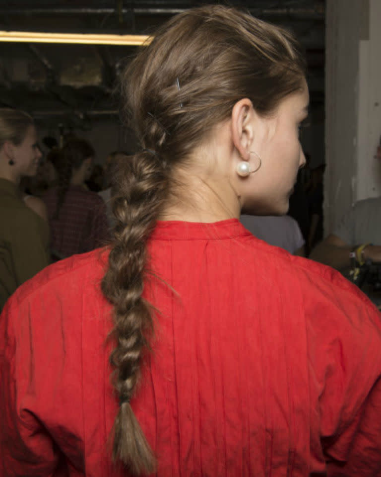 <p>2018's take on the braid, school girl plaits hark back to the undone, messy 'do that took you two minutes to achieve before your first class. The good news? This time they're Ports 1961 approved and still take no time at all.</p><p>'The more pristine, shiny, symmetrical and tidy it looks the more girlish it will seem.,' says Alexa and Rosie H-W's go-to hair guy George Northwood. 'You want to keep this lose and a bit untidy - think the opposite of last years boxer braids. Use super simple hair elastics so they are hardly visible - hair bobbles may be fun but there is no way you are going to look sophisticated with a plait/bobble combo, leave that to kids.'</p>