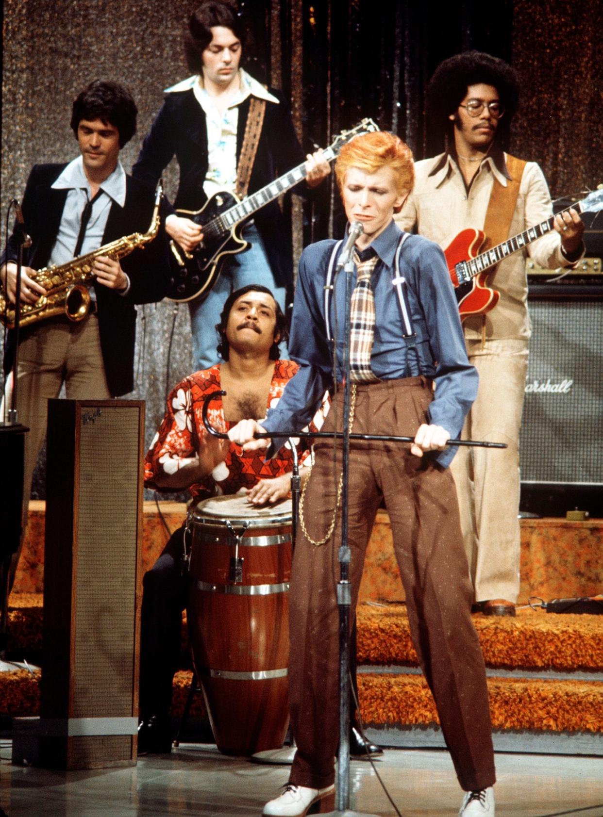 David Sanborn, far left, with David Bowie on The Dick Cavett Show