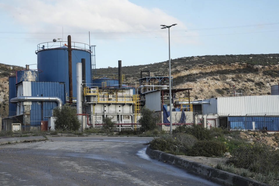 The Meitarim Industrial Zone, near the Meitarim farm outpost in the South Hebron Hills, West Bank, Monday, Feb. 19, 2024. After the Biden administration applied sanctions on four Israeli settlers for acting violently toward Palestinians and activists in the West Bank, online fundraisers sprang to their aid. One campaign begun for a settler named Yinon Levi raised over $100,000 in about two weeks from over 4,000 donors. The campaign was started by a fund linked to the local government in the area and facilitated by an app owned by one of Israel's largest banks. Advocates now say that many of the entities involved in the crowdfunding operation could face sanctions. (AP Photo/Mahmoud Illean)