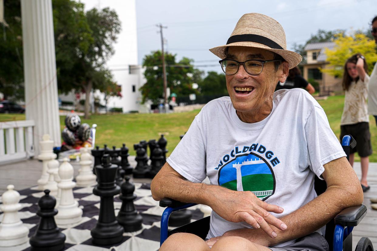 Chris Riley, former Austin City Council member, attends a get-together for a game of giant chess at Wooldridge Square on July 13 in downtown Austin. Riley launched the weekly giant chess matches in the late 1990s to encourage more people to enjoy a downtown park that often sat empty.