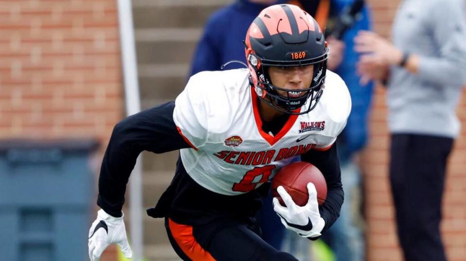 Wide receiver Andrei Iosivas from Princeton has size (6 feet 3, 205 pounds) and speed (4.43 seconds in the 40-yard dash). He caught some attention at the NFL’s annual scouting combine in Indianapolis in March 2023.