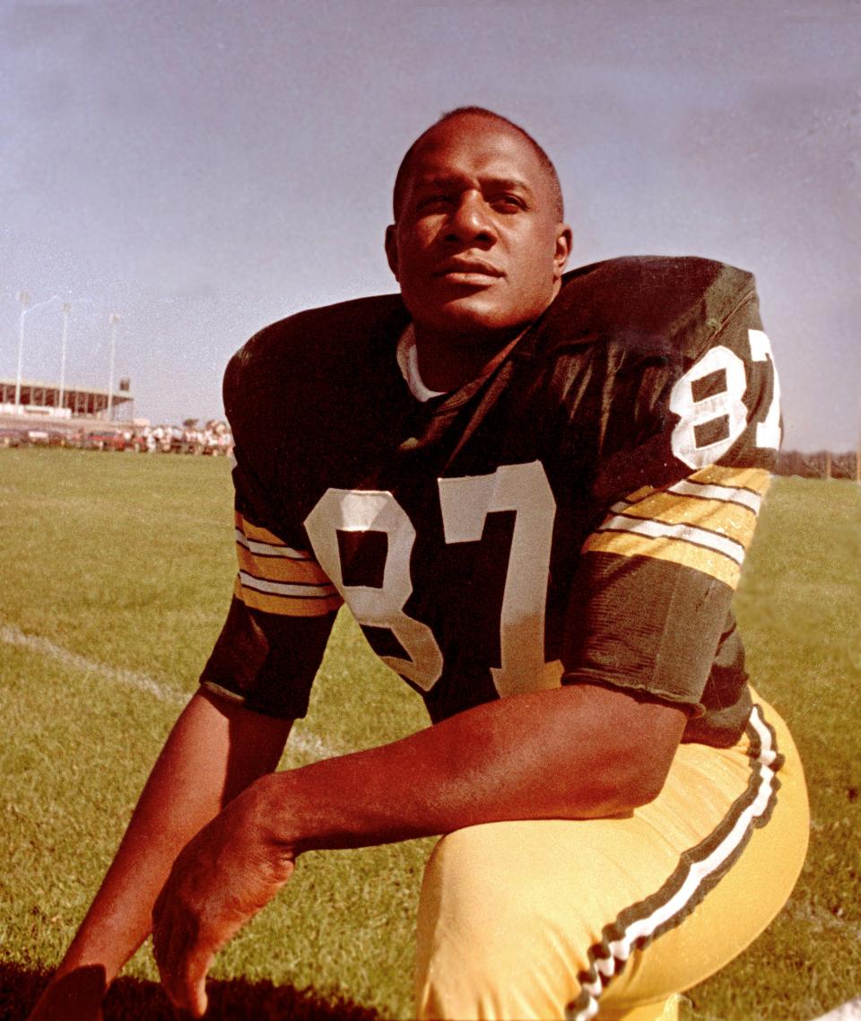 Willie David was a defensive end for the Green Bay Packers. He helped the Packers win the first two Super Bowls and was elected. to the Pro Football Hall of Fame in 1981. 

35mm film negative of Green Bay Packer Willie Davis. Date is 1965.