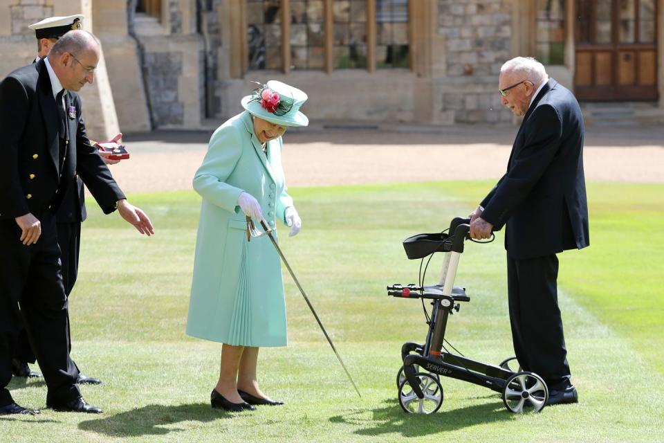 Captain Tom Moore Told Queen Elizabeth a Joke as She Conferred His Knighthood