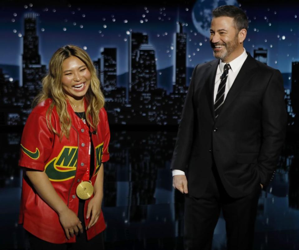 Chloe Kim appears on “Jimmy Kimmel Live!” on Feb. 15, 2022. - Credit: ABC