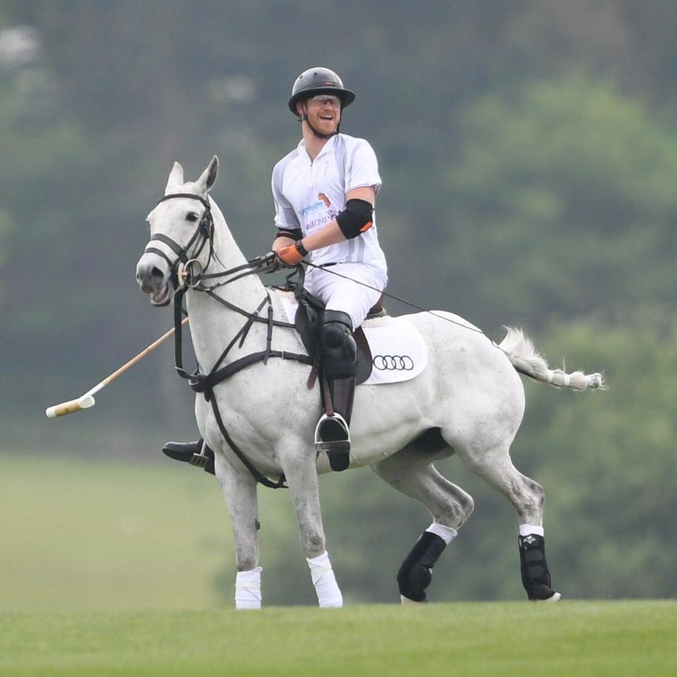 Prince Harry during the polo match - Credit:  James Whatling Photography