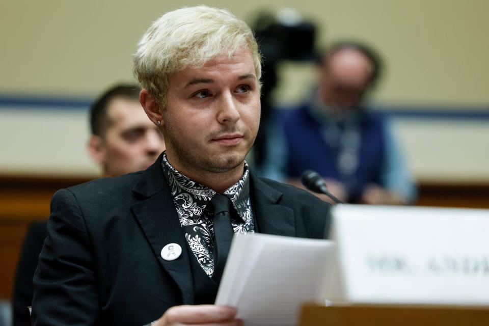 Club Q mass shooting survivor Michael Anderson testifies to the House Oversight Committee on 14 December. (Getty Images)