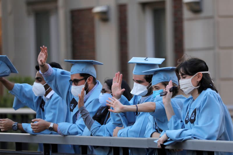 FILE PHOTO: Graduates gather at Columbia University during coronavirus disease (COVID-19) outbreak in Manhattan, New York City