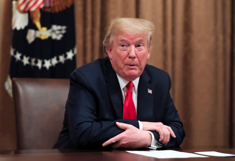 U.S. President Trump meets with industry executives on the coronavirus response at the White House in Washington