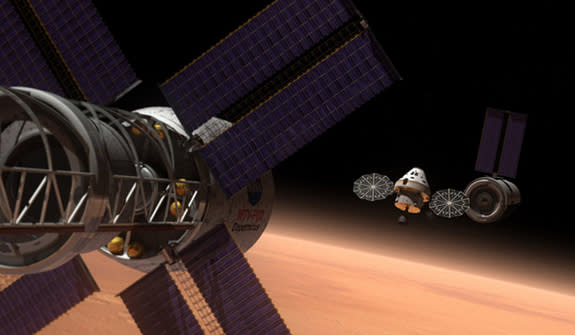 Artist's rendering of the Multi-Purpose Crew Vehicle on a deep space mission.