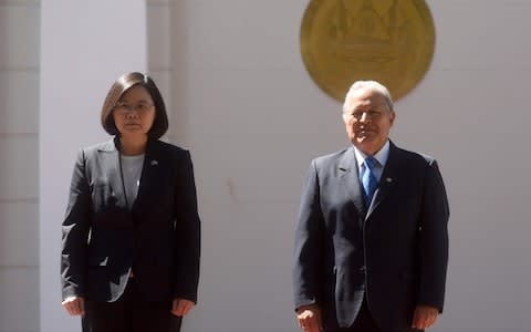 Presidents Tsai Ing-wen and Salvador Sanchez Ceren are no longer diplomatic allies - Credit: Marvin Recinos/AFP
