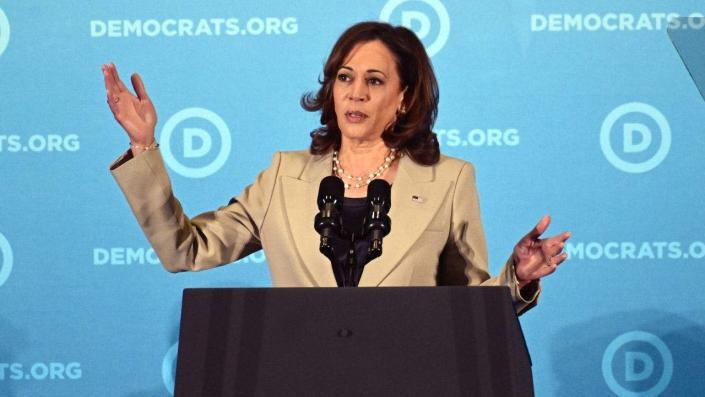 Vice President Kamala Harris raised eyebrows by declaring the border "secure" despite the flood of illegal immigrants crossing into the U.S. <span class="copyright">Ron Sachs/CNP/Bloomberg via Getty Images</span>