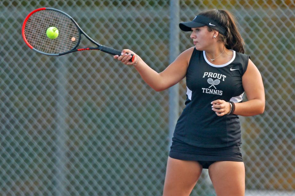 Second-team All-Stater Mia Renzulli, a senior at Prout, has qualified for the state girls tennis state championship this weekend.