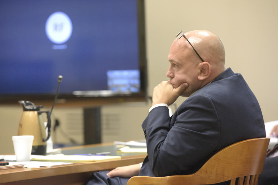 Wesley Mead, attorney for attorney Norm Pattis attends a disciplinary hearing in Waterbury Superior Court, in Waterbury, Conn., Thursday, Aug. 25, 2022. (H John Voorhees III/Hearst Connecticut Media via AP, Pool)